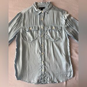 J. Crew Sky Blue Collared Silk Shirt